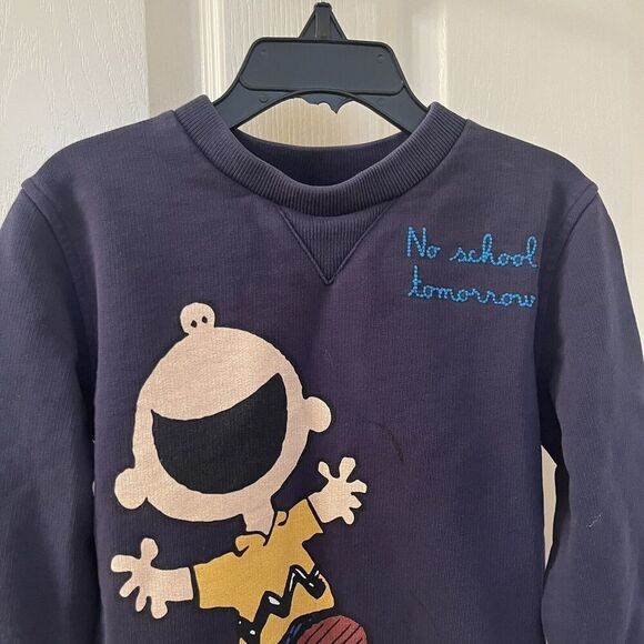 MC2 Saint Barth Peanuts Charlie Brown Sweatshirt No School Tomorrow Boys Size 6 - Picture 5 of 13